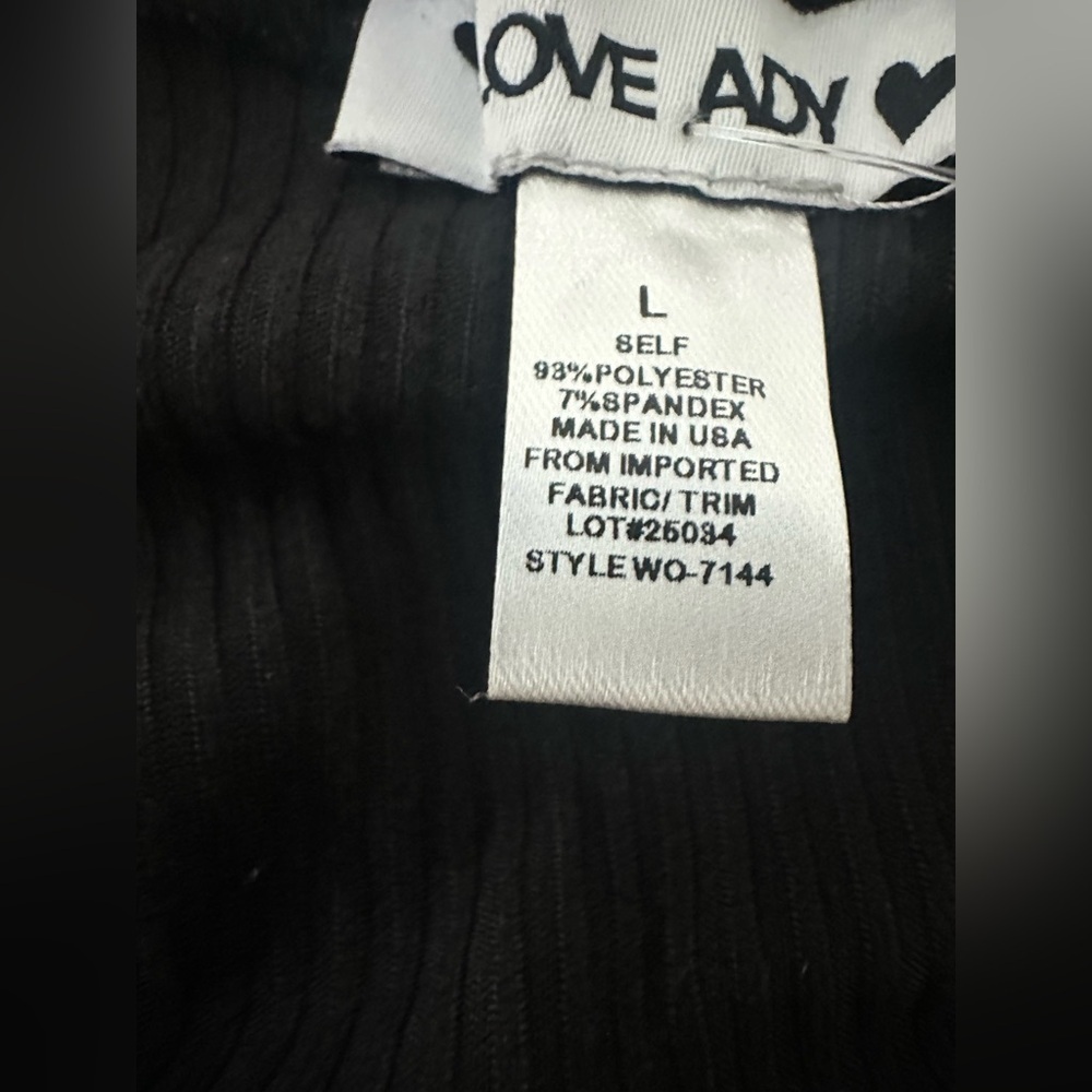 LOVE ADY Ribbed Knit, Neck Cutout, Black Midi Dress Size Large NWT - Picture 8 of 9